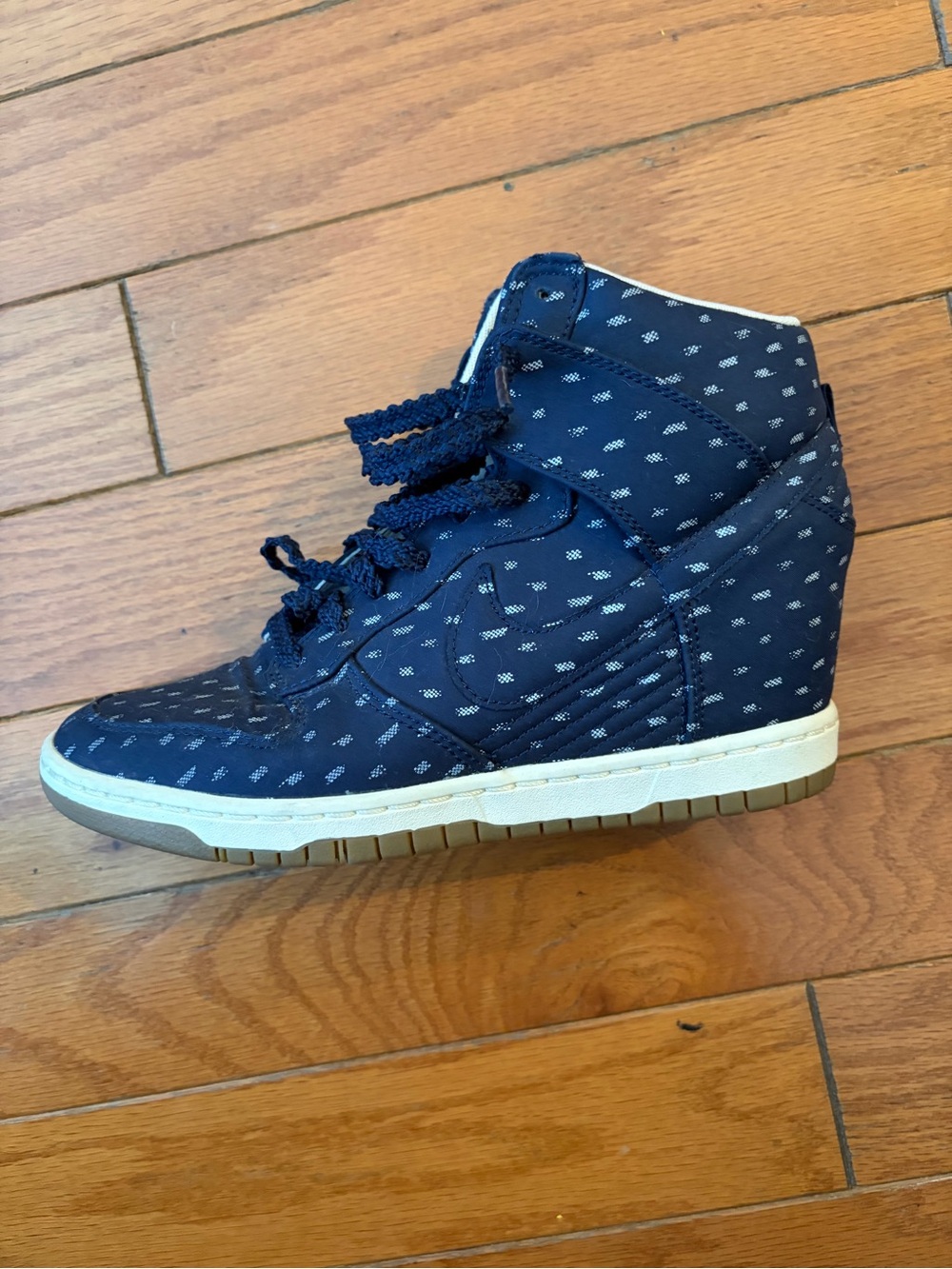 Nike Navy Patterned High-Top Wedge Sneaker